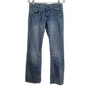 Cowgirl Tuff Co Women Low Rise Bootcut Jeans Thick Stitch Size 27x33 Western Y2K